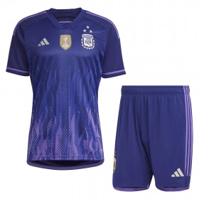 Camiseta de fútbol Argentina 3 Star Niño 2ª equipación Copa Mundo 2022